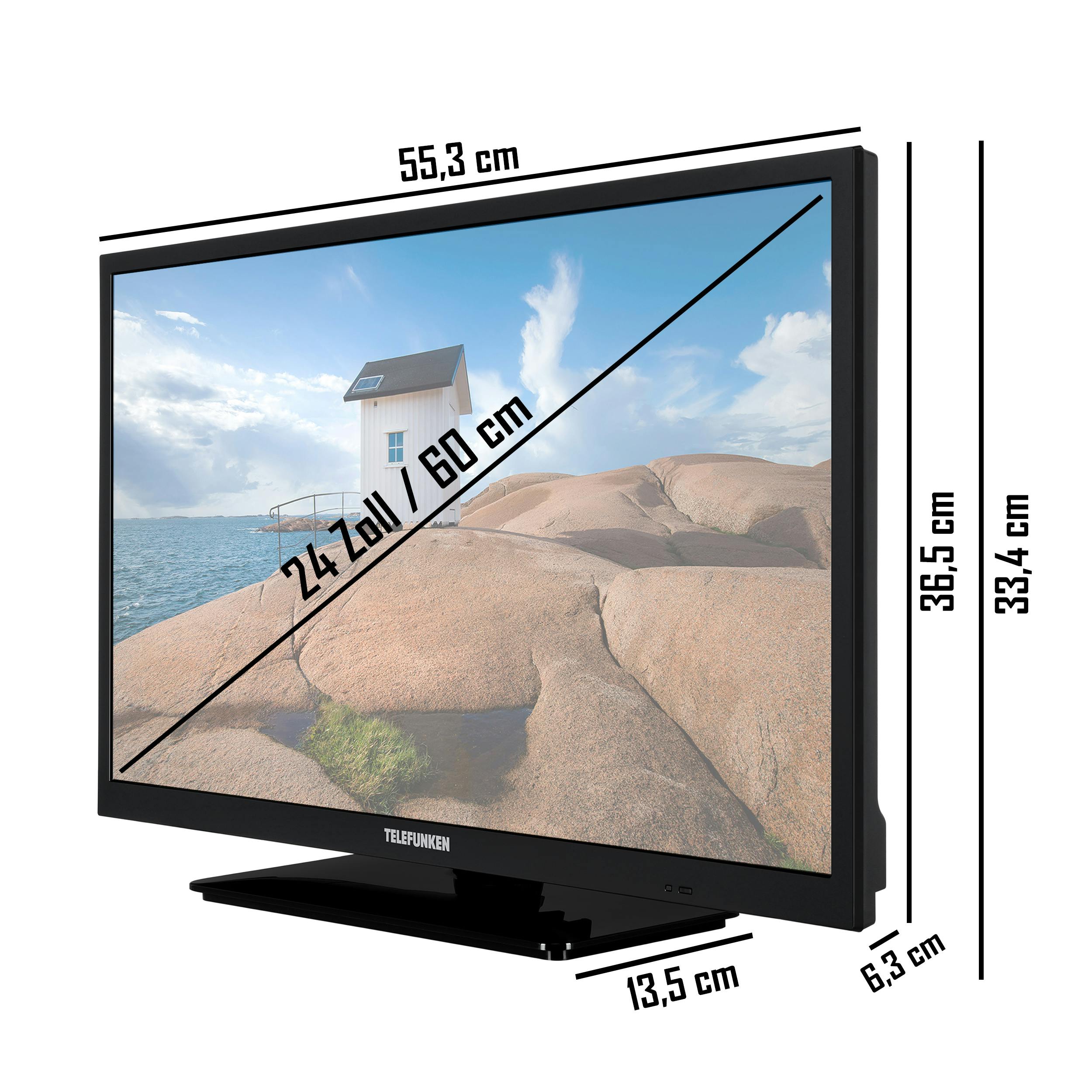 inkl. Fernseher HDR, Marktplatz Monate / Volt) TV Ready, XH24SN550MV Smart | METRO Telefunken 12 (HD 24 6 Zoll HD+ -
