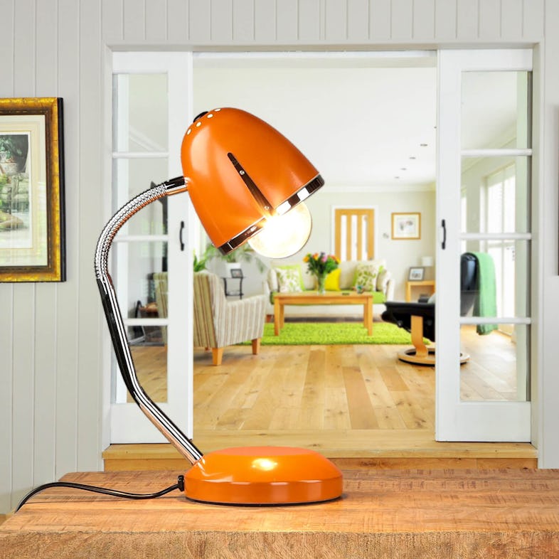 Licht-Erlebnisse Schreibtischlampe POCATELLO Orange Retro Design Metall  36cm E27 flexible Tischleuchte Büro Arbeitszimmer, AD151-51-35