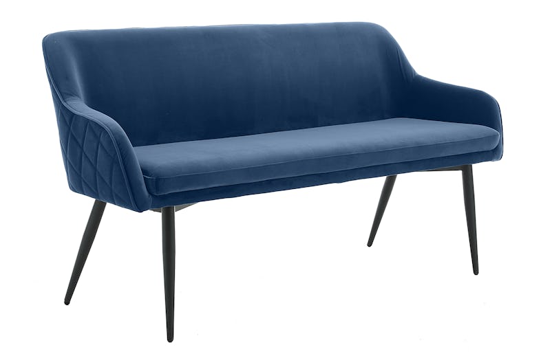 SalesFever Sitzbank | mit Armlehnen und Rückensteppung | Samt, Metall | B  160 x T 61 x H 85 cm | blau, schwarz | METRO Marktplatz