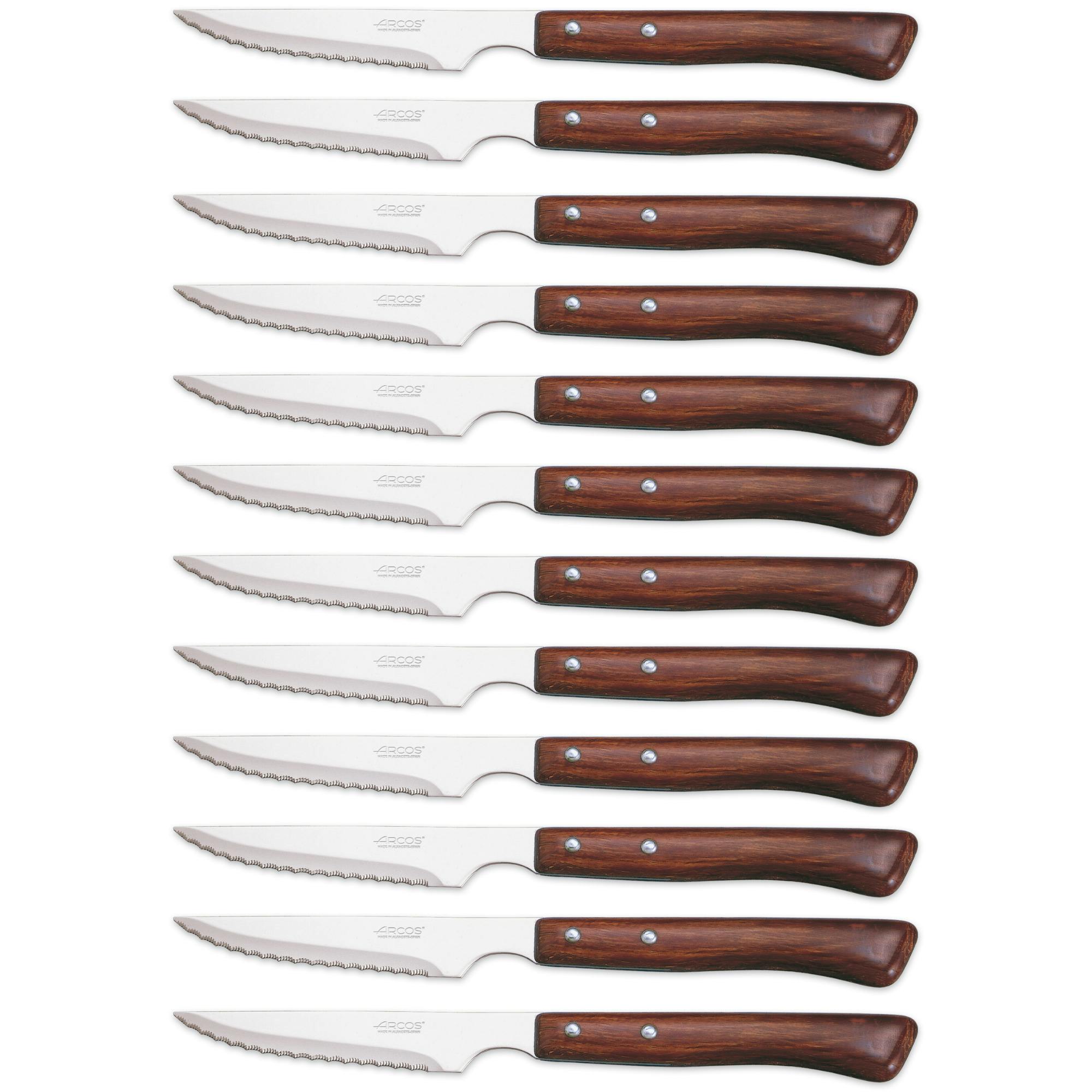 Pack 6 Cuchillos + 6 Tenedores Acero Inoxidable Arcos Mesa Marrón