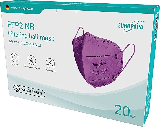 EUROPAPA® 20x FFP2 Lila Atemschutzmaske 5-Lagen Staubschutzmasken ...