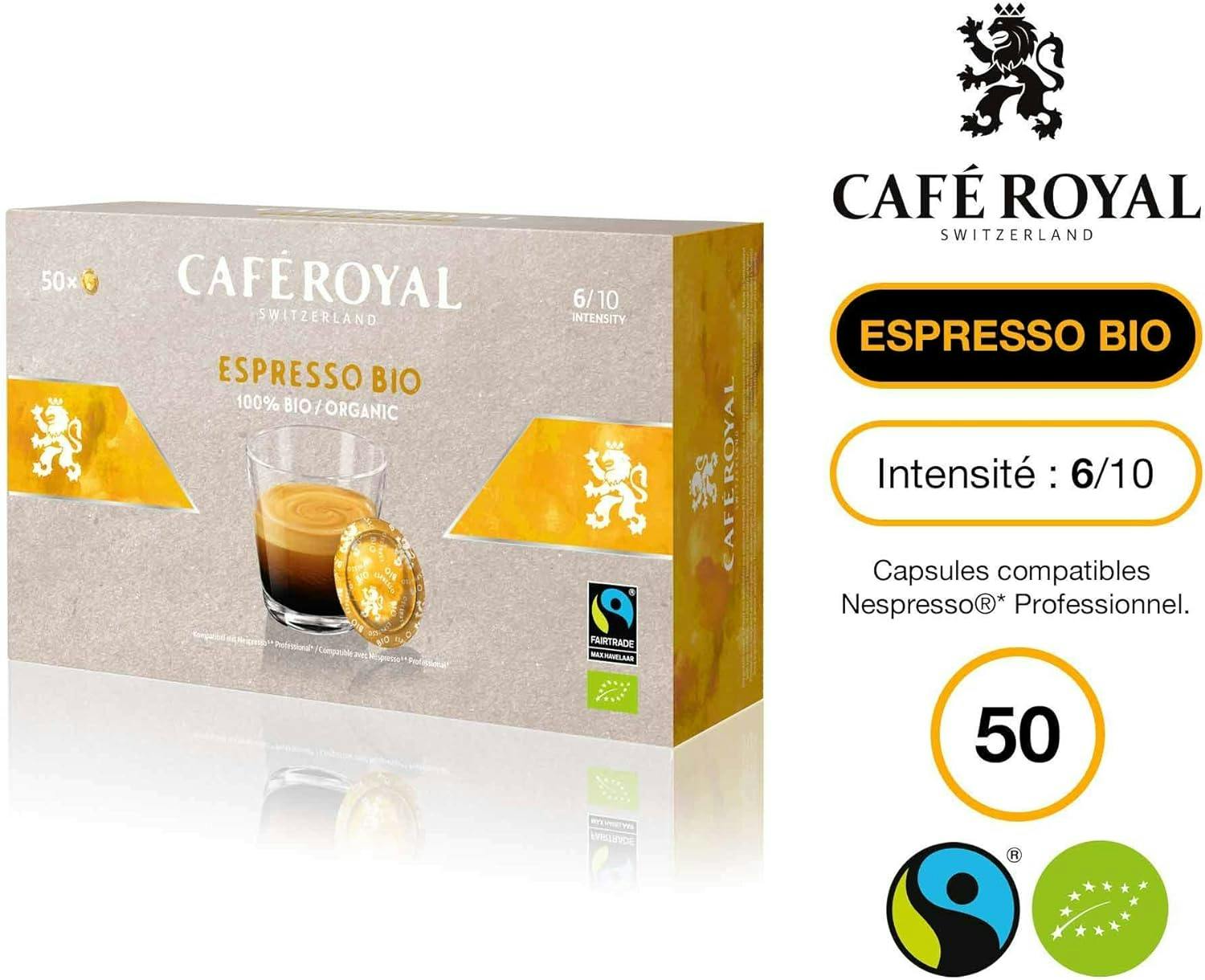 Café en Dosettes - Café Royal Pro, 6 x 50 - Compatibles avec les Machines  à café Nespresso®* Professional - Saveur Espresso BIO