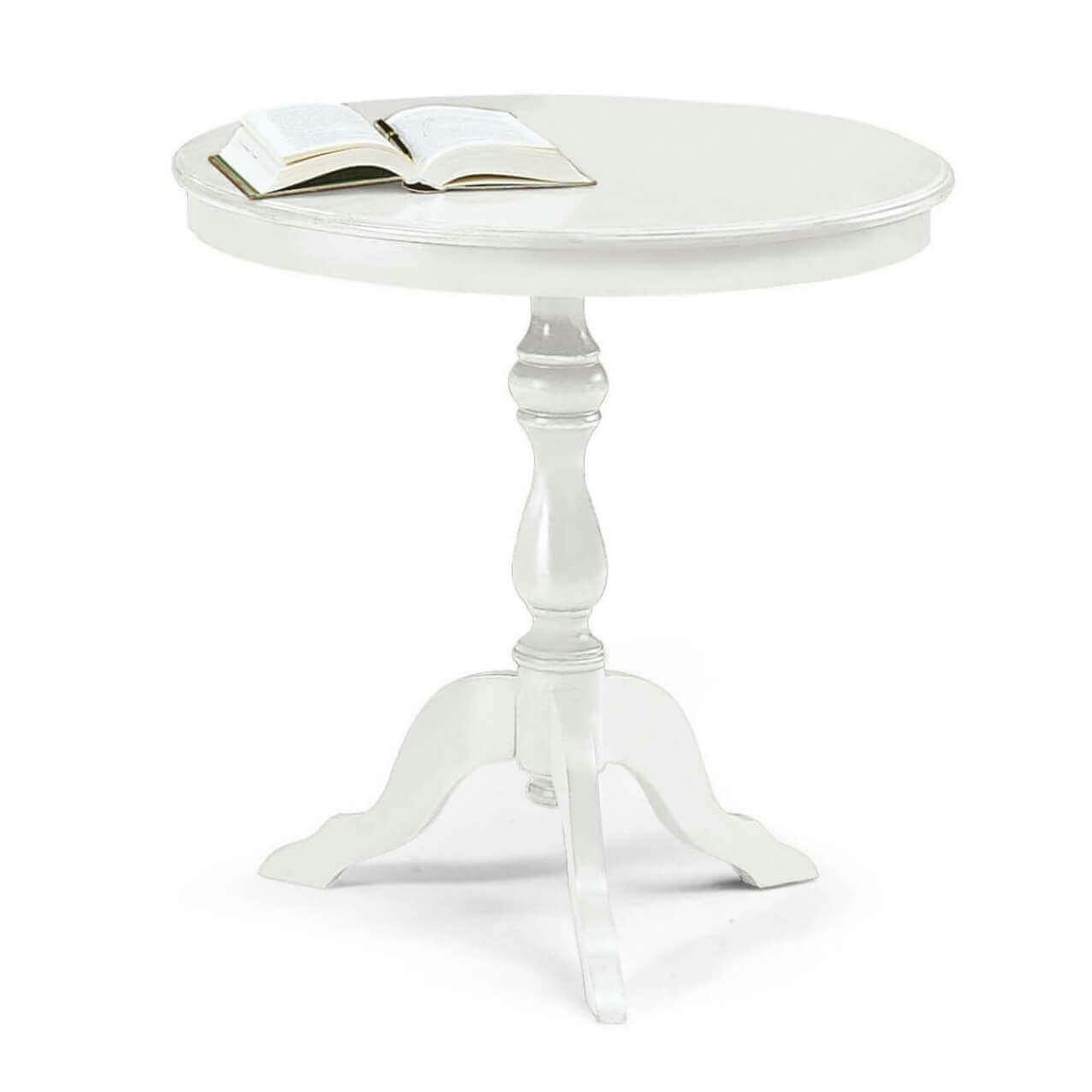 Milani Home DUKE Tavolino Bianco Diametro 60 Per Interno Sala Da Pranzo  Salotto Cucina Arte Povera Massello colore Bianco