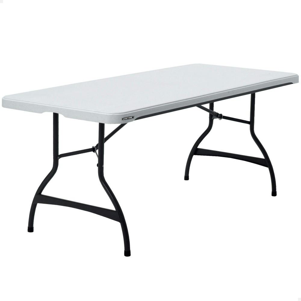 Mesa rectangular patas plegables blanco efecto granito Lifetime 182 x 76 x  73,5 cm