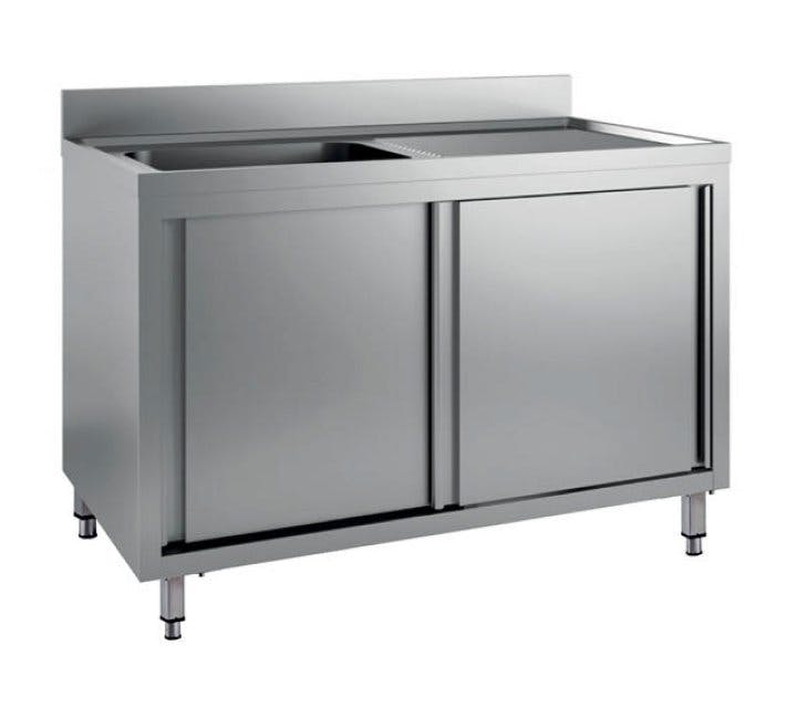 Lavello Autoportante In Acciaio Inox 1 Vasca Con Rubinetto - Per Esterno, Garage O Ristorante