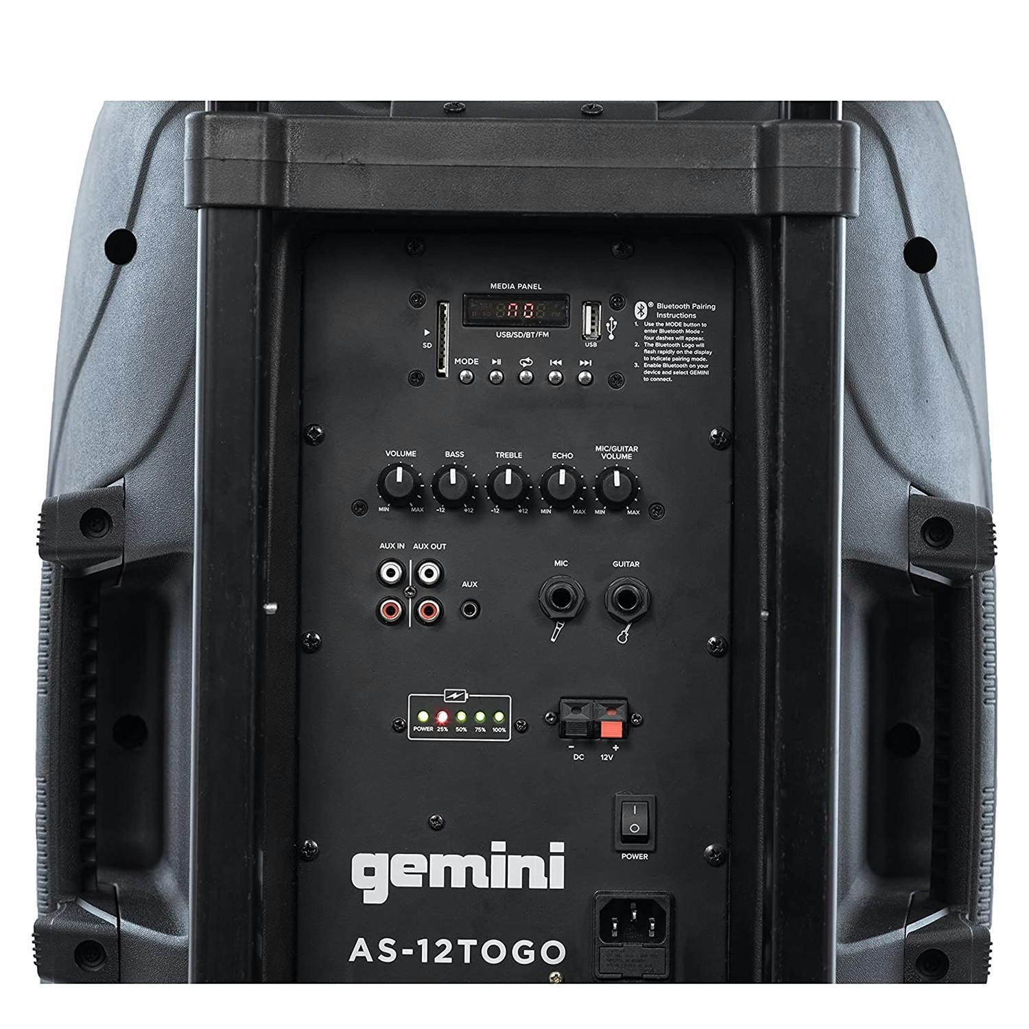 Gemini - Enceinte Active Gemini 1000W - sur Batterie - USB/Bluetooth/AUX/SD  - Microphone, SONORISATION DJ PA PIED , Portique Lumières - Pack Enceintes  Home Cinéma - Rue du Commerce