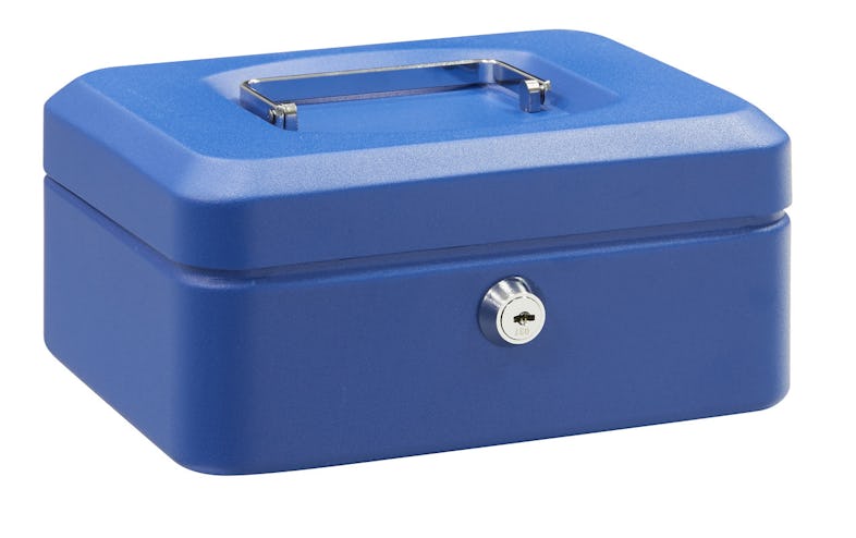 ARREGUI Elegant C9225 Caja Caudales con Llave para Transportar Dinero, Caja  de Seguridad acero con bandeja, Caja fuerte portatil 20 cm ancho, Azul