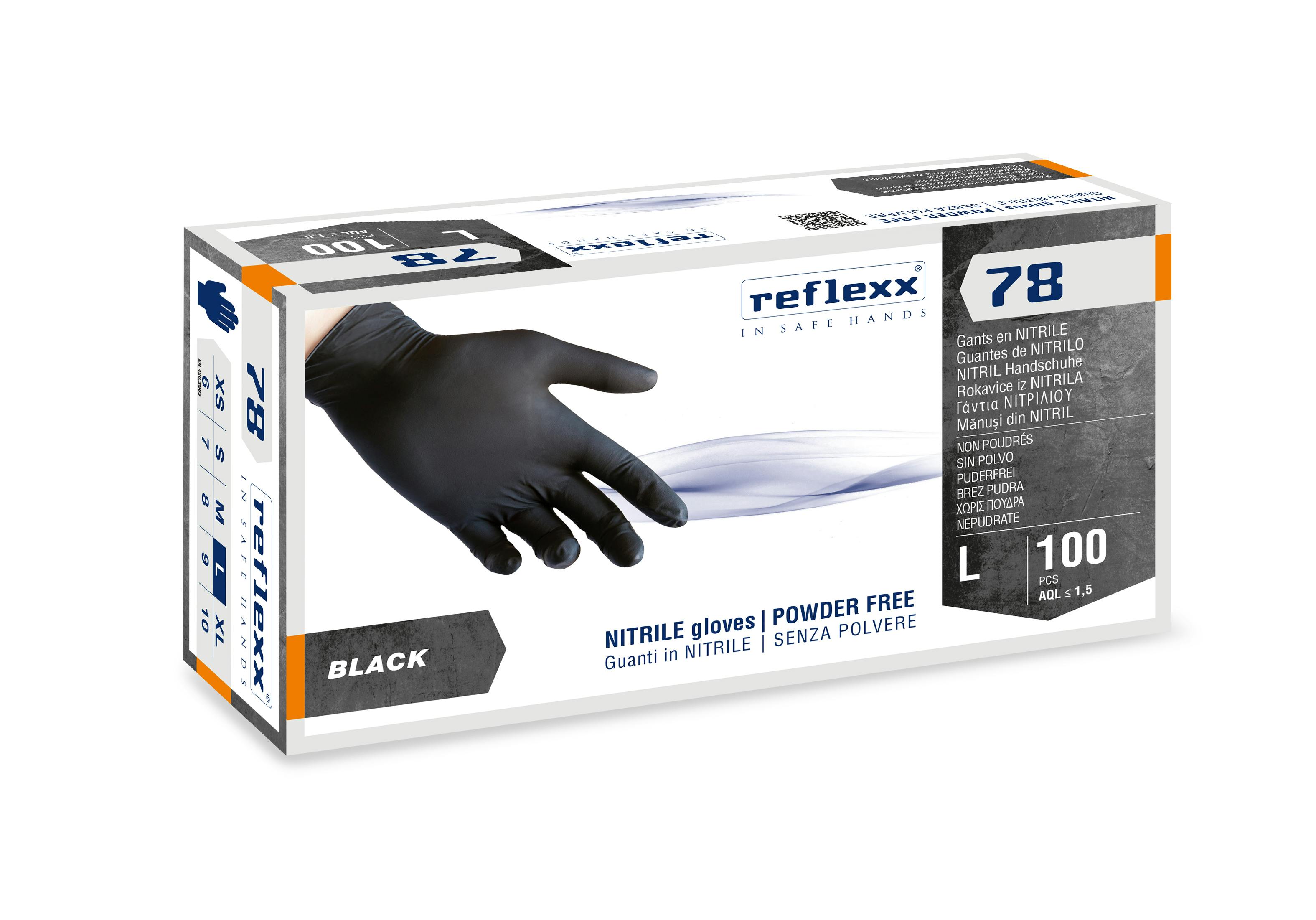 Reflexx R78, guanto monouso, nitrile, taglia L, peso 4 gr, 100
