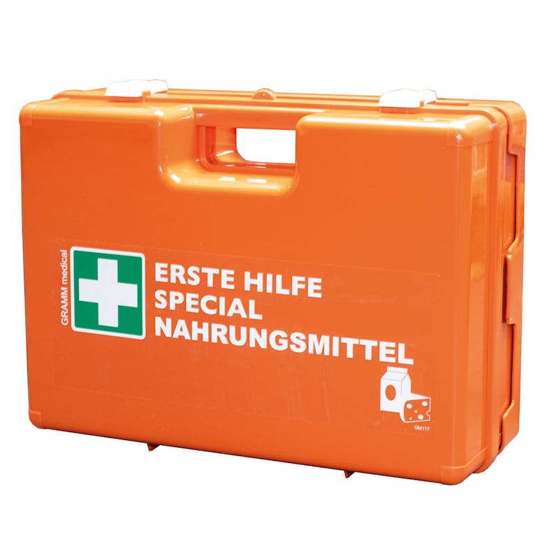 Verbandkoffer Nahrungsmittel DIN 13157 mit Wandhalterung Erste Hilfe Koffer  Elfe-Hilfe-Kasten Verbandkoffer