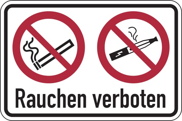 Verbotsschild, Kombischild, Zigarette/E-Zigarette, Rauchen Verboten ...