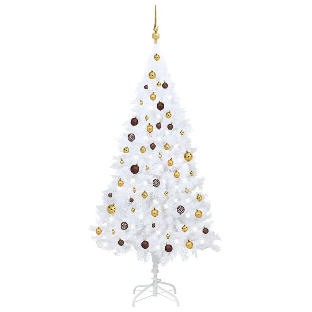 Kunstkerstboom Met LED's & Kerstballen Wit 180 Cm PVC | Makro