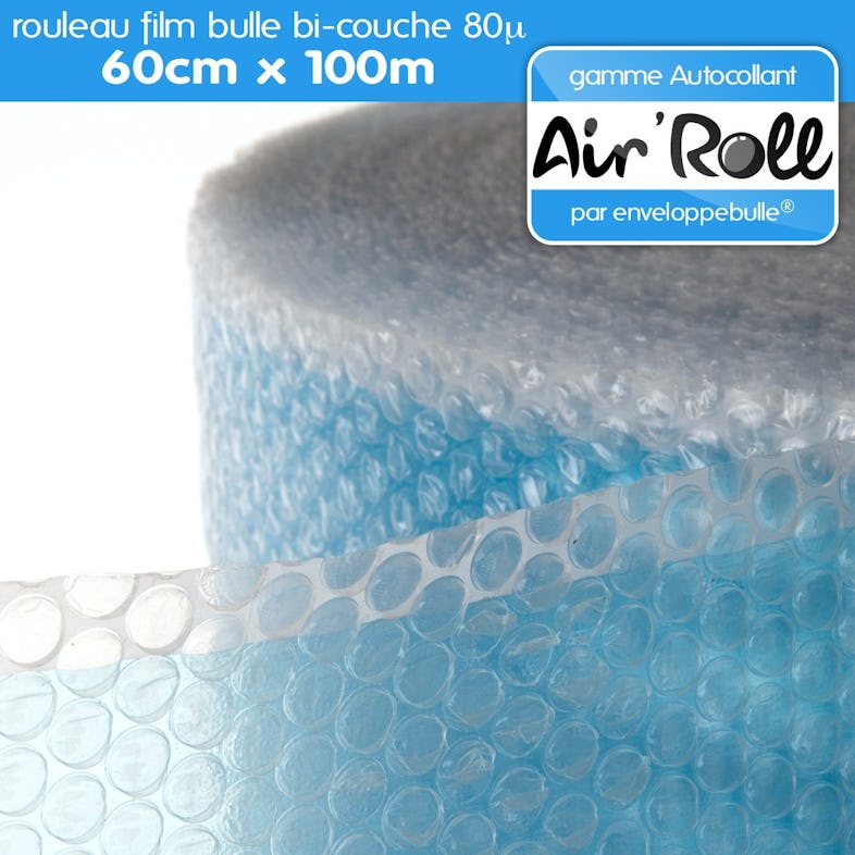 1 Rouleau de film bulle d'air RECYCLE largeur 100 cm x longueur 50 mètres -  gamme Air'Roll GREEN de la marque enveloppebulle
