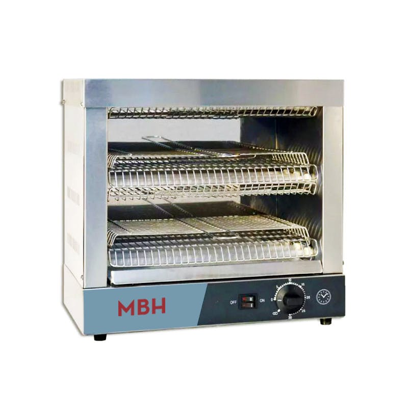 MBH - Tostapane elettrico professionale a 2 piani INOX per HOSPITALITY.  Forno tostapane industriale per bar e ristoranti.