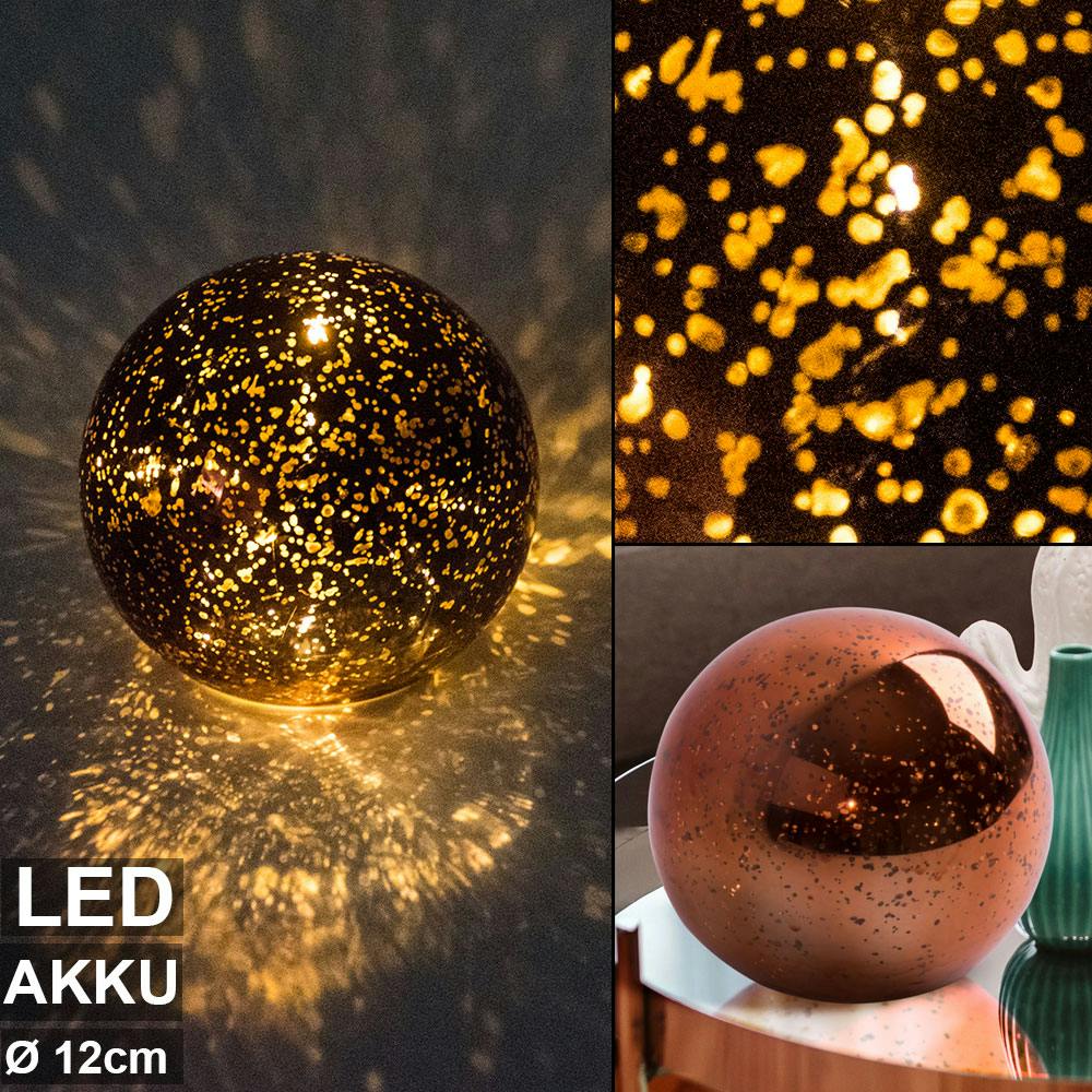 3x LED Deko Tisch Leuchten Stern Effekt Wohn Zimmer Glas Kugel Lampen bronze 