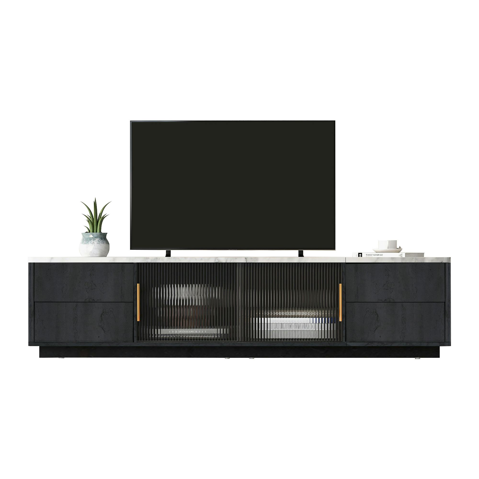 Merax 160m TV Stand für 70&amp;quot; TV - marmorierte Tischplatte ...