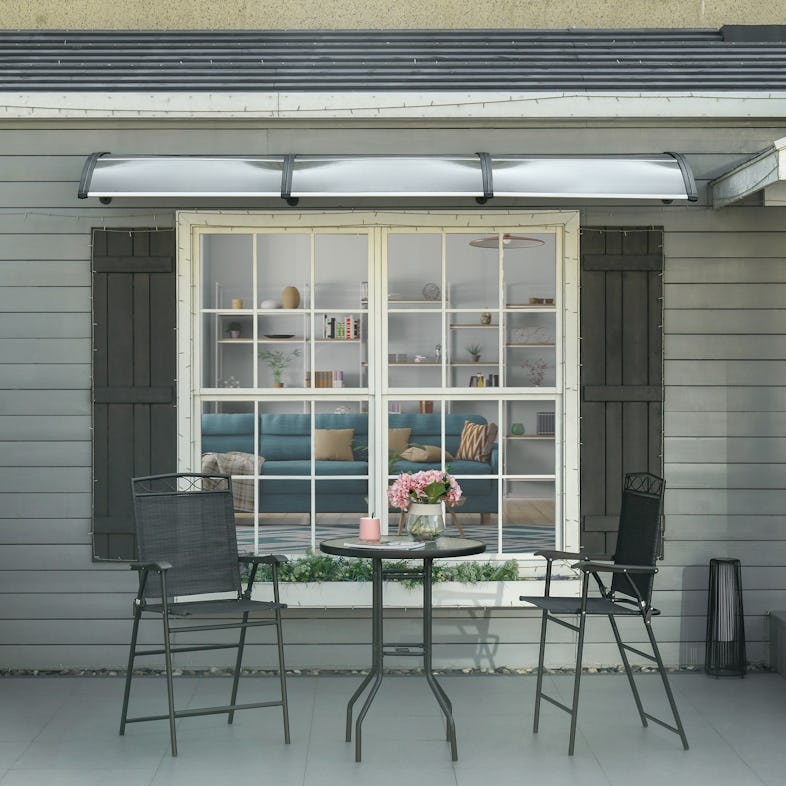 Outsunny tejadillo de protección 75x100 cm marquesina exterior para puertas  y ventanas contra sol y lluvia