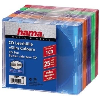 Slim Cd Jewel Cases 00051166 Multicoloured Hama Hama 25 Pack 