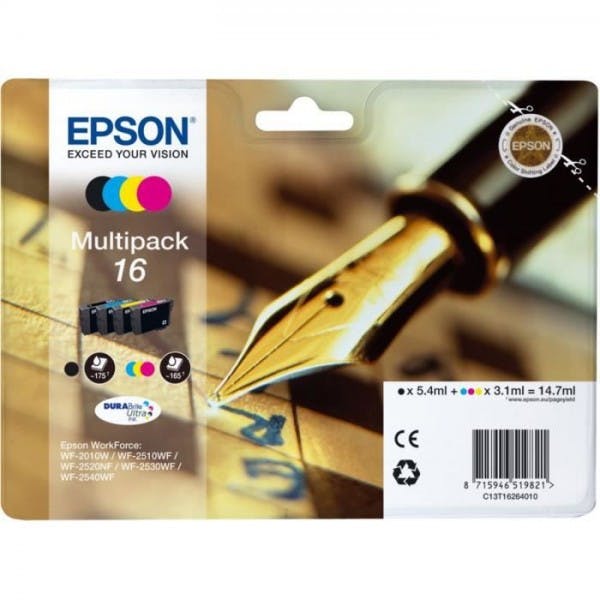 EPSON Multipack 16 - Stylo Plume - Noir, Cyan, Jaune, Magenta  (C13T16264022) Epson