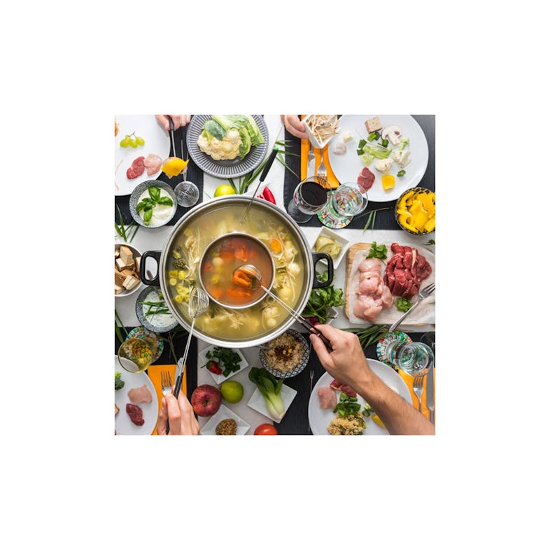 Appareil à fondue chinoise 2 compartiments avec fourchettes et passoires  Rotel