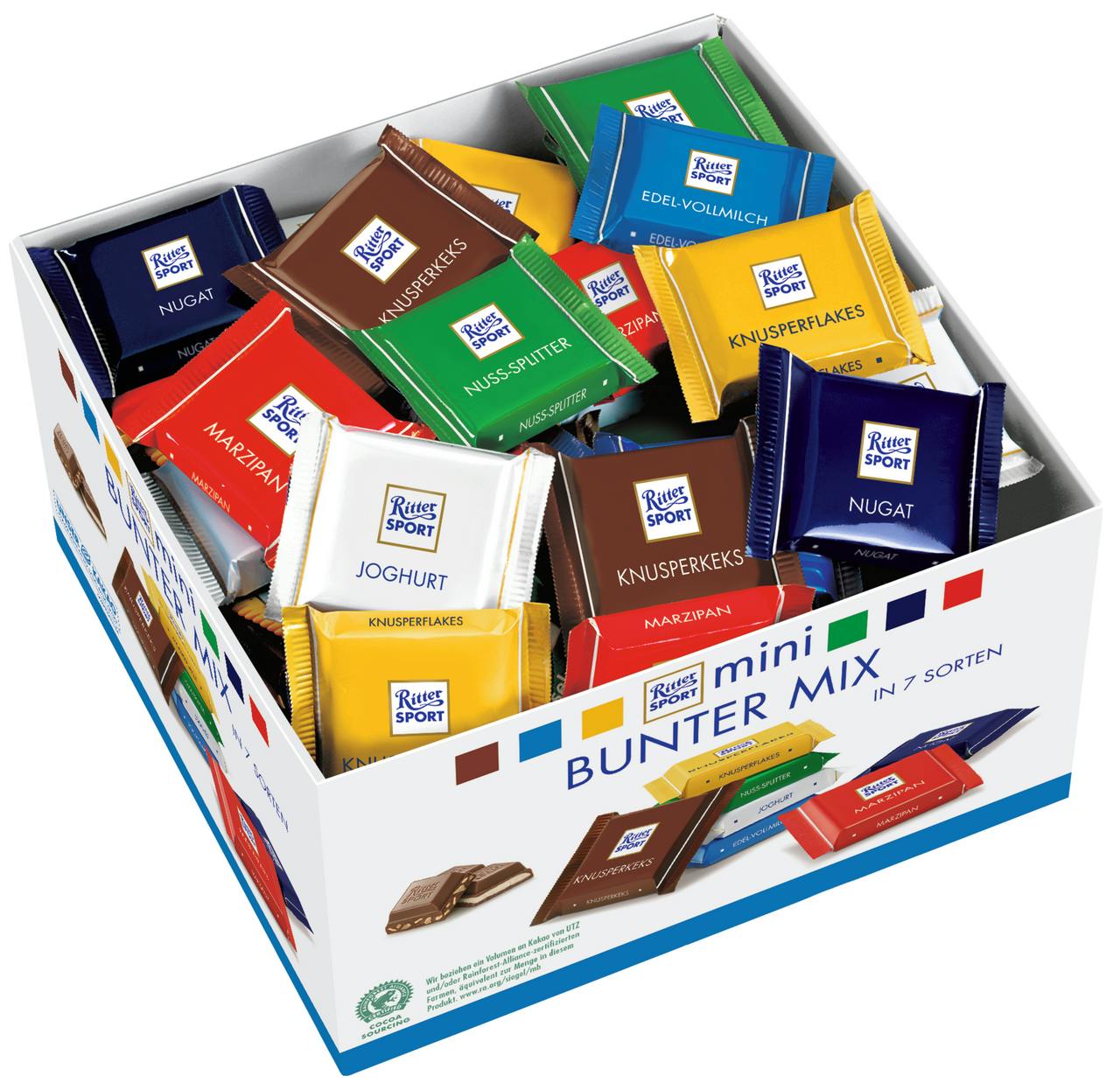 Ritter Sport Schokoladentafeln Minis Bunte Vielfalt 84 Portionen X 16 ...