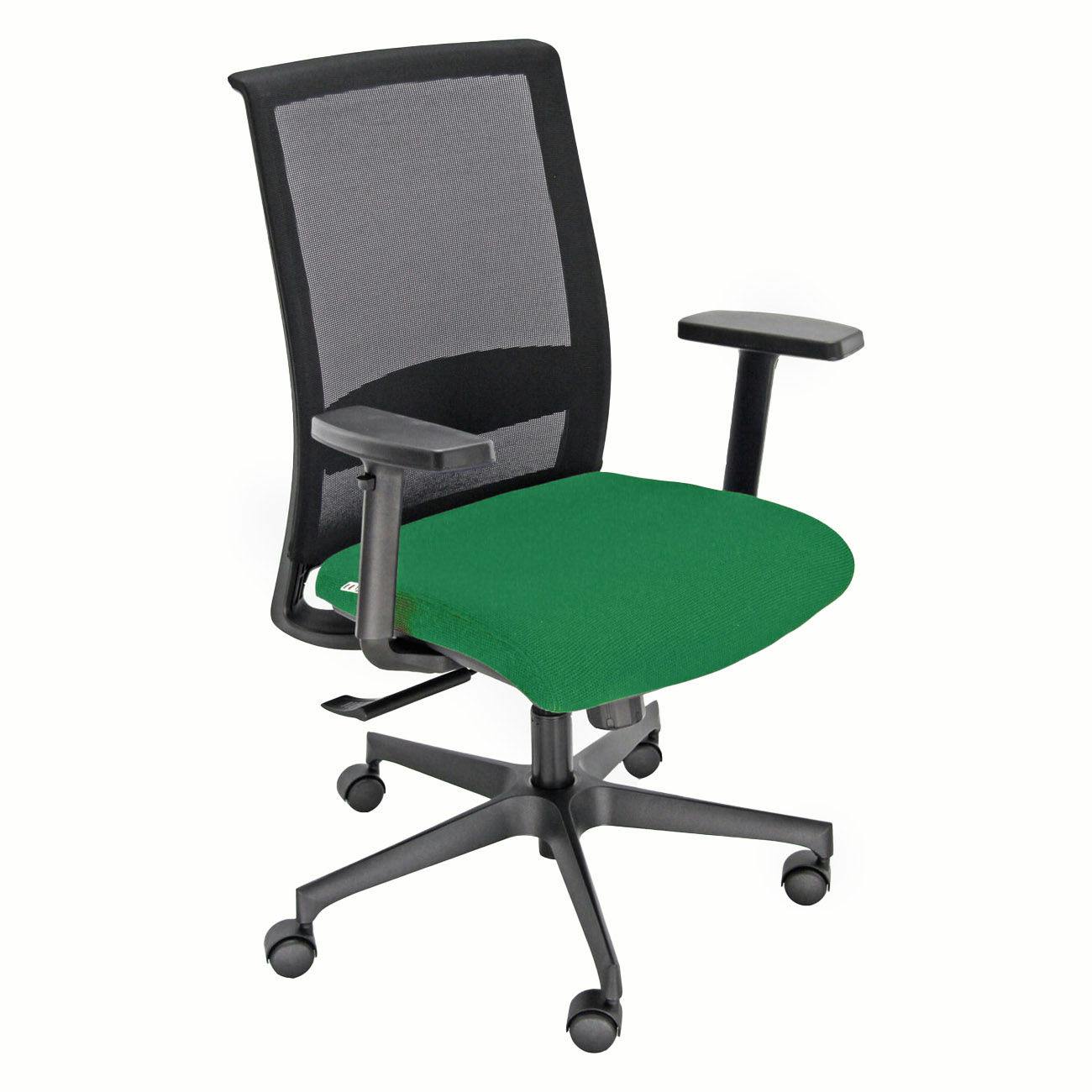 Sedia ergonomica ufficio verde in tessuto a rete base con ruote