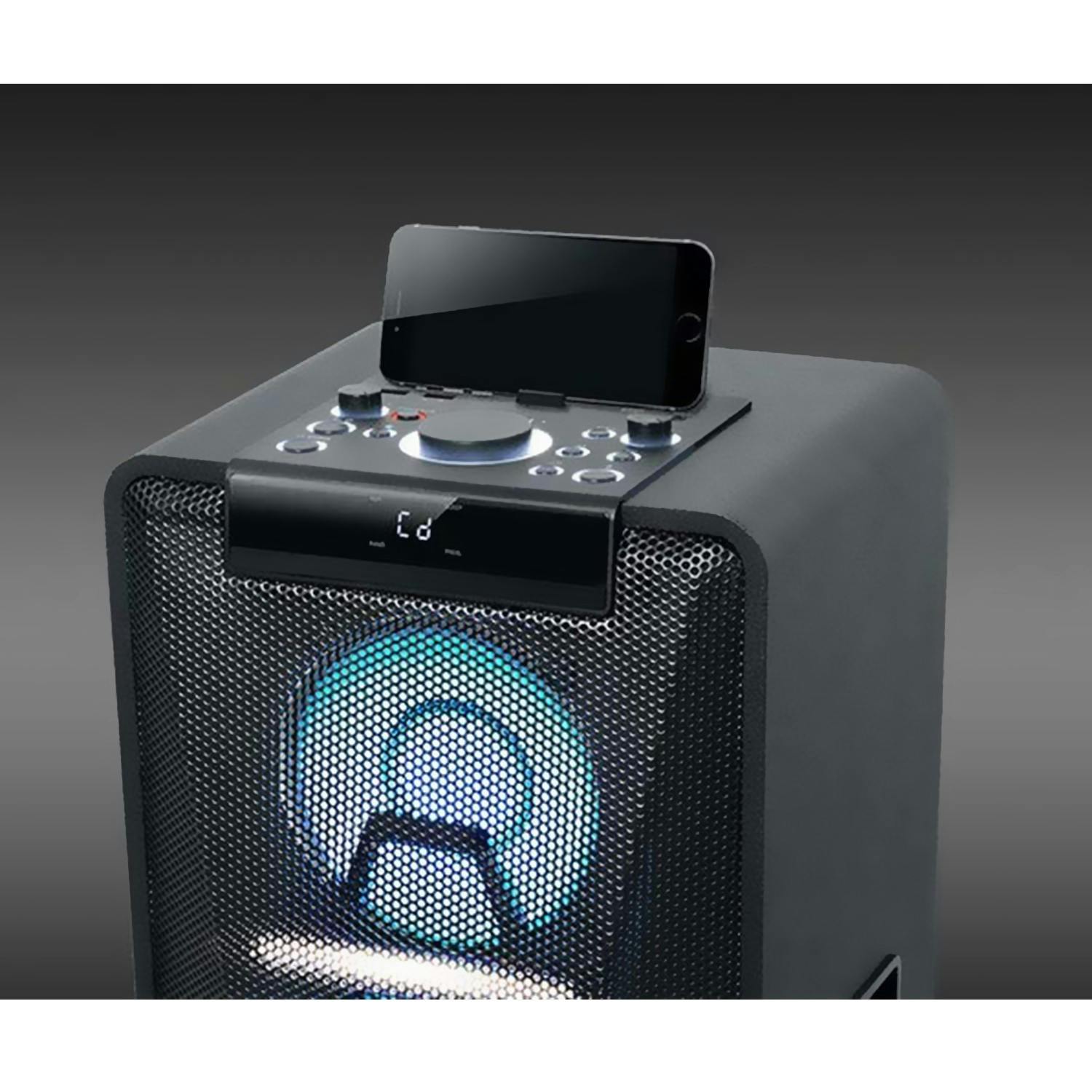 Enceinte - muse m-1950dj - bluetooth, avec batterie, lecteur cd et effets  lumineux (usb, aux), 500 watt + lumière ovni - Conforama
