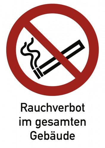 Rauchverbot Im Gesamten Gebäude ISO 7010, Kombischild, Alu, 210x297 Mm ...