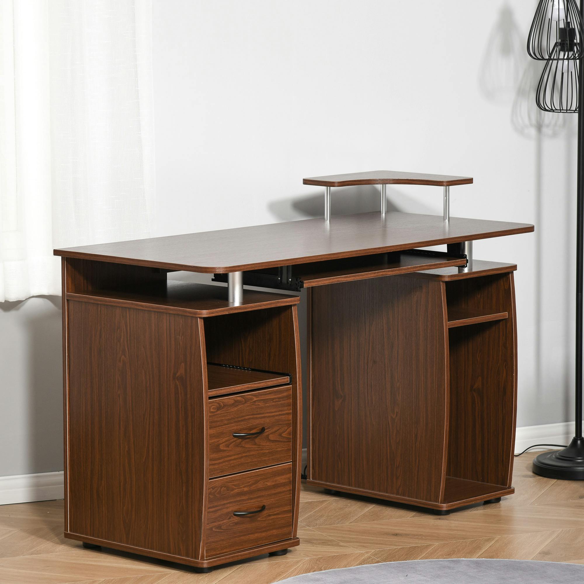 Mesa para ordenador con cajones de melamina marrón Homcom 920-011V01 -  Comprar