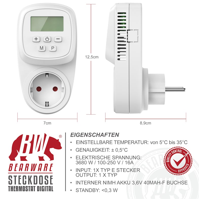 Temperaturregler Steckdose Digital Steckdosenthermostat Thermostat  Elektronische