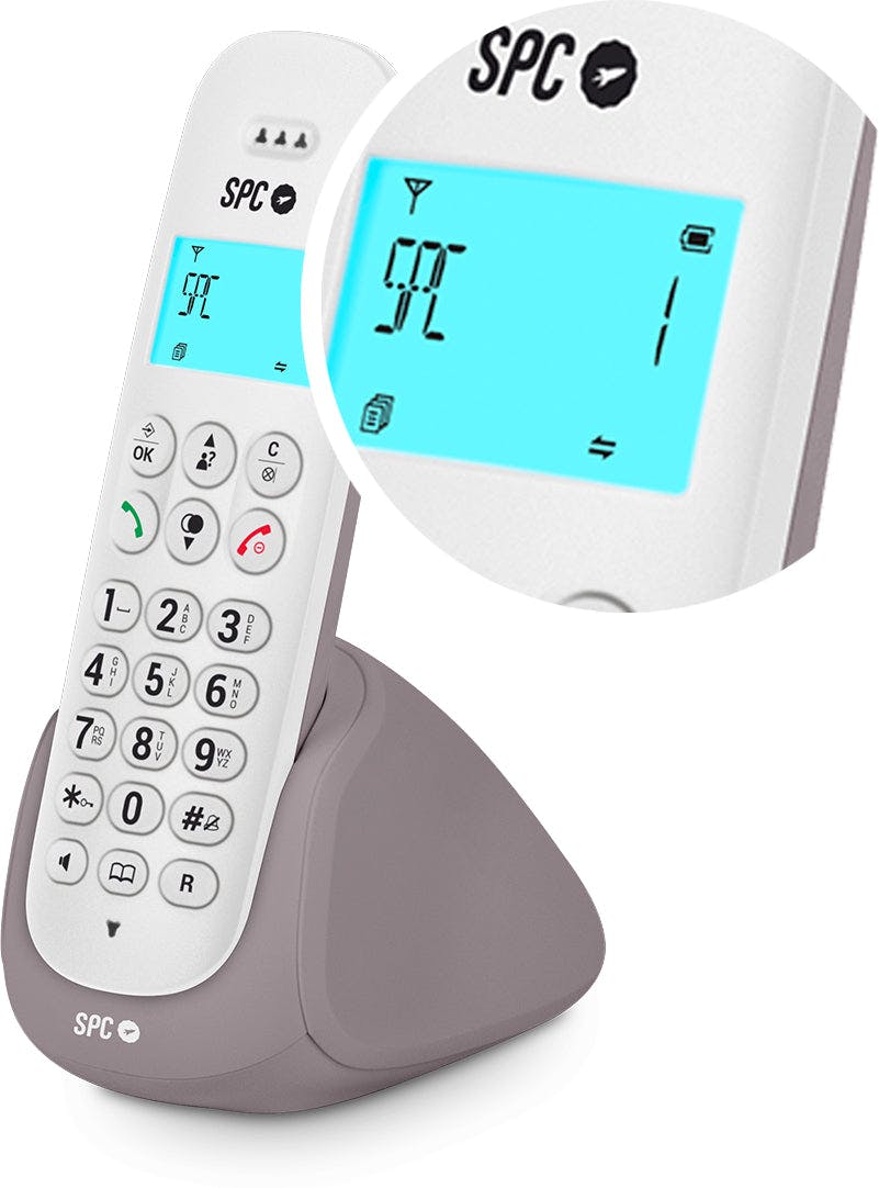 Teléfono inalámbrico SPC ART (7310BS), identificación de llamadas, manos  libres, función Mute, Blanco. en