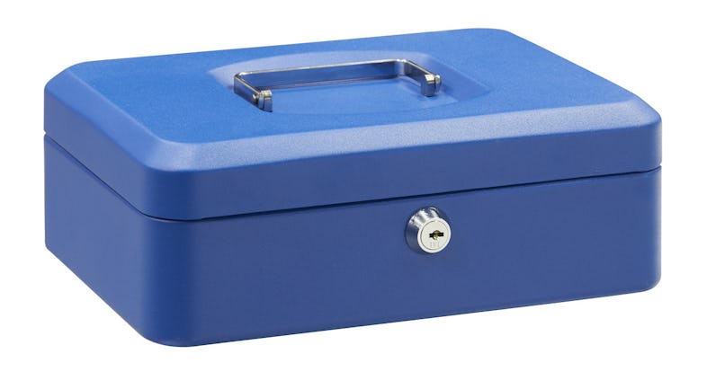 ARREGUI Elegant C9235 Caja Caudales con Llave para Transportar Dinero, Caja  de Seguridad acero con bandeja, Caja fuerte portatil 25 cm ancho, Azul