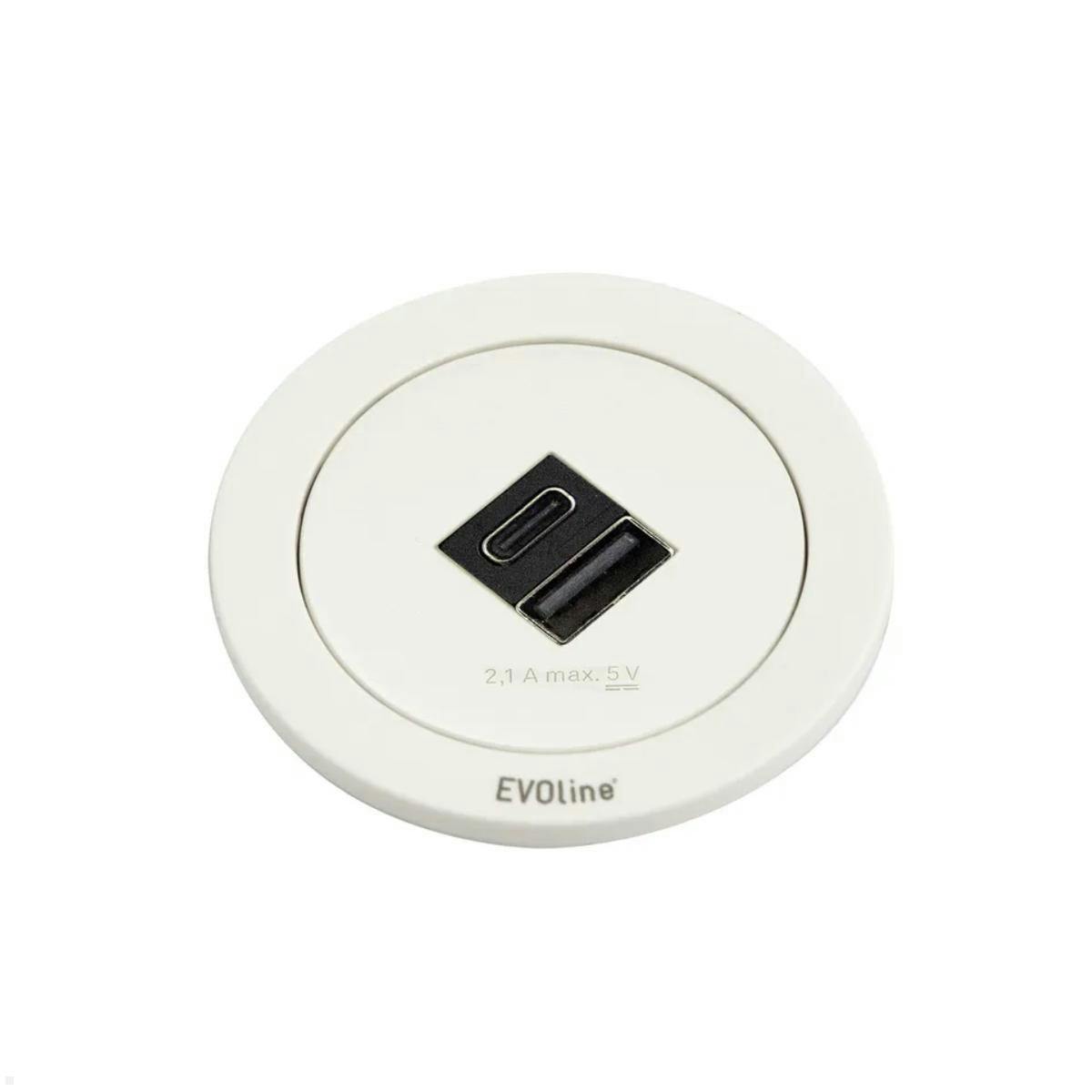 EVOline One Einbausteckdose mit USB-Charger A/C, weiß