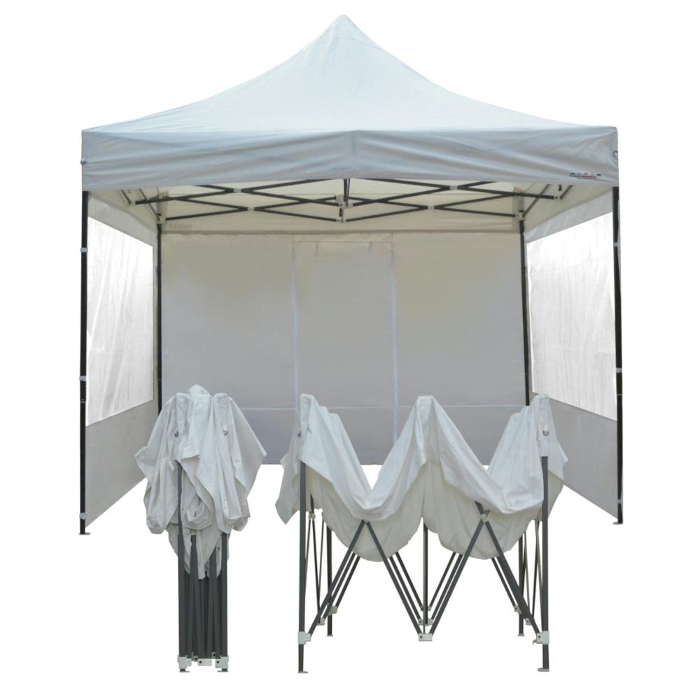Tente pliante 3x3m pack fenêtres - 4 murs - acier 31mm/polyester 320g -  blanc - FRANCE-BARNUMS