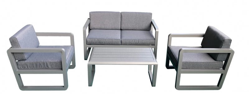 Design Gartenlounge Delfi grau aus Aluminium Gartenmöbel Balkonmöbel