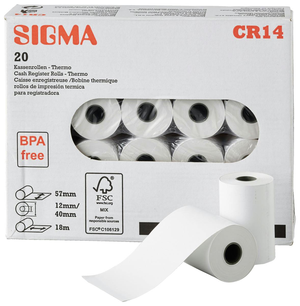 Rouleaux de papier thermique pour caisse 57 mm de largeur diam 40