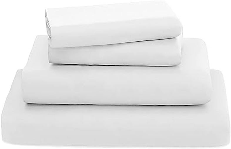 Juego de sábanas blancas 50% algodón 50% poliéster para cama de 90 cm