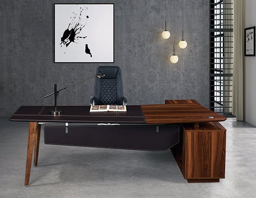 Schreibtisch Roosevelt Kunstleder Rosenholzoptik Metro Marktplatz