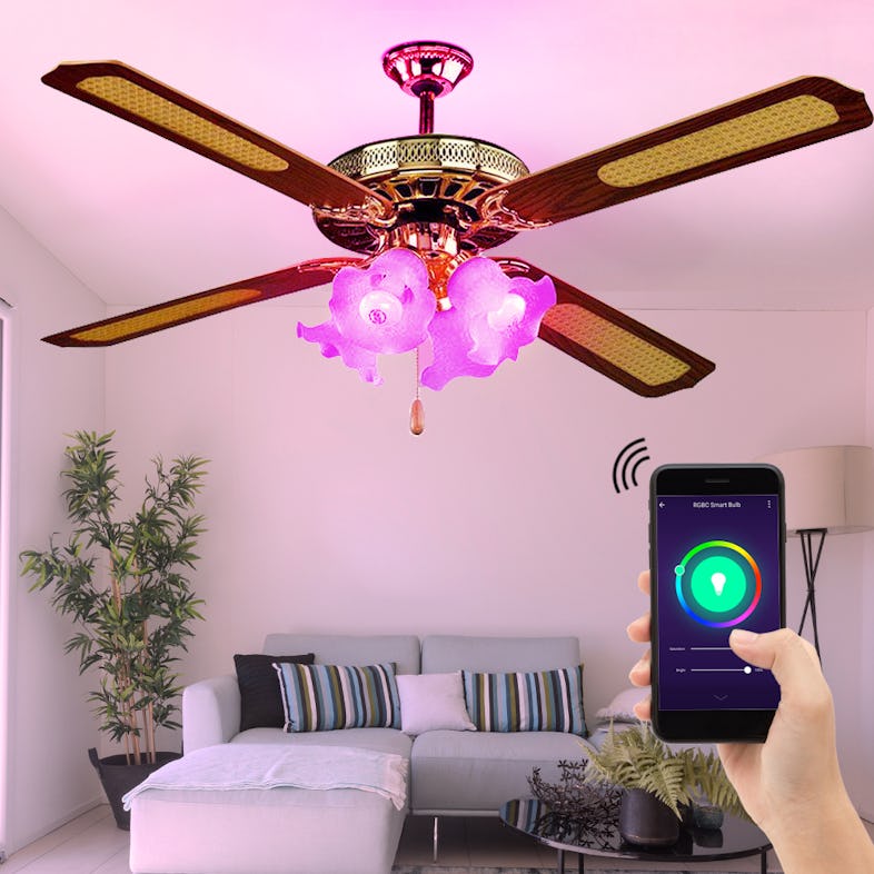 Decken Ventilator App Sprach Steuerung Luft Kühler Lampe DIMMBAR im Set  inkl. RGB LED Leuchtmittel
