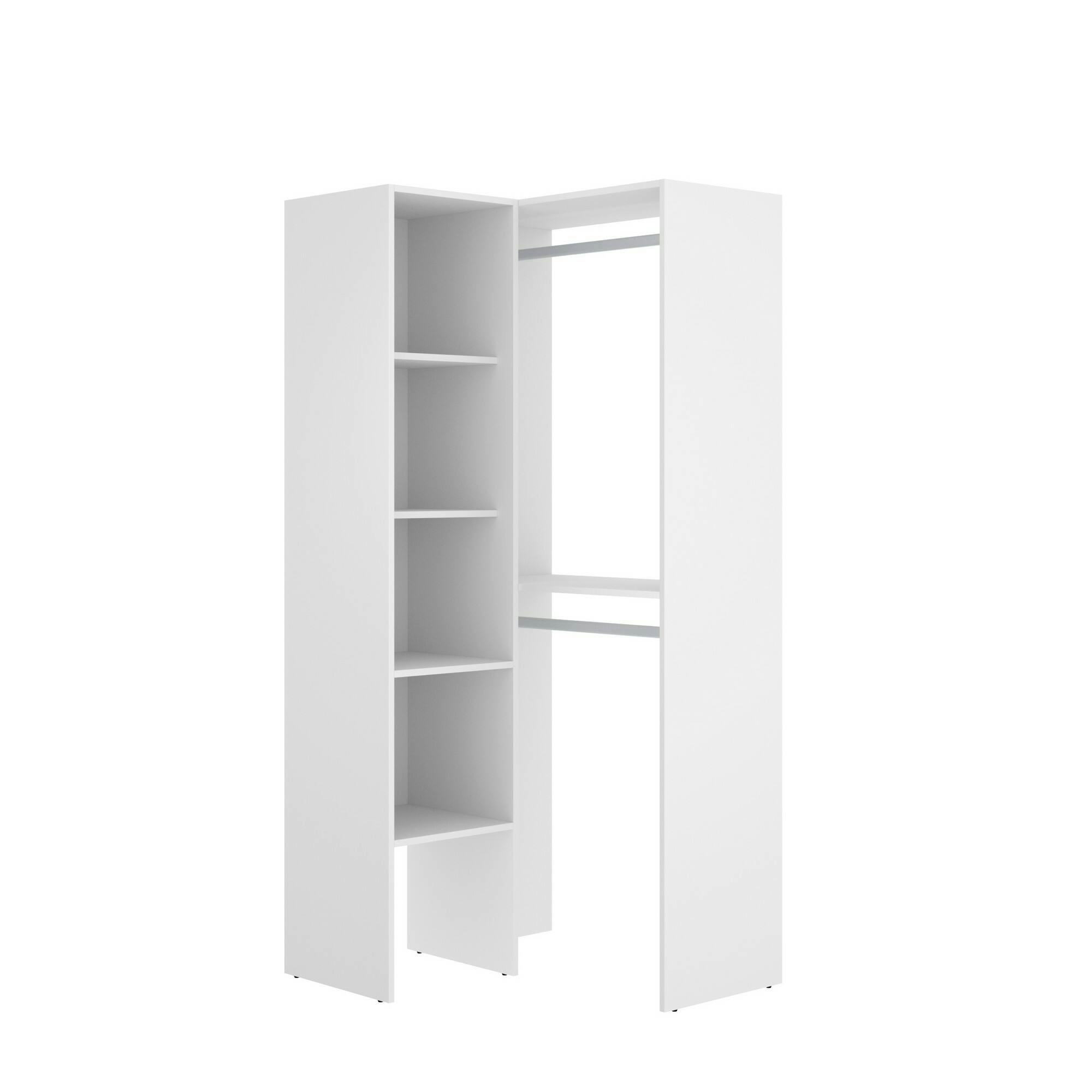 Guardaroba Weisshorn, Struttura per cabina armadio, Mobile appendiabiti  aperto, 98x42h187 cm, Bianco