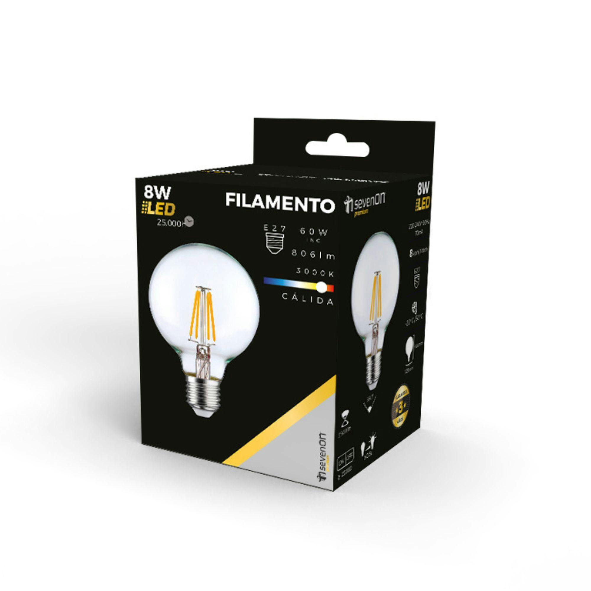 Confezione 2 lampadine LED per faretti GU5.3 8W Equi.60W 700lm 3000K 25000H  7hSevenOn Premium