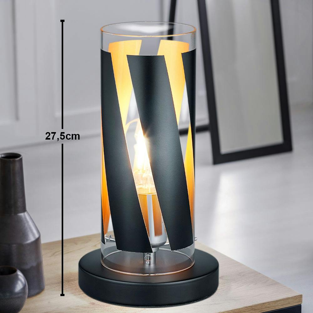 RGB LED Design Tisch Lampe dimmbar schwarz gold Fernbedienung Leuchte Glas Lampe 