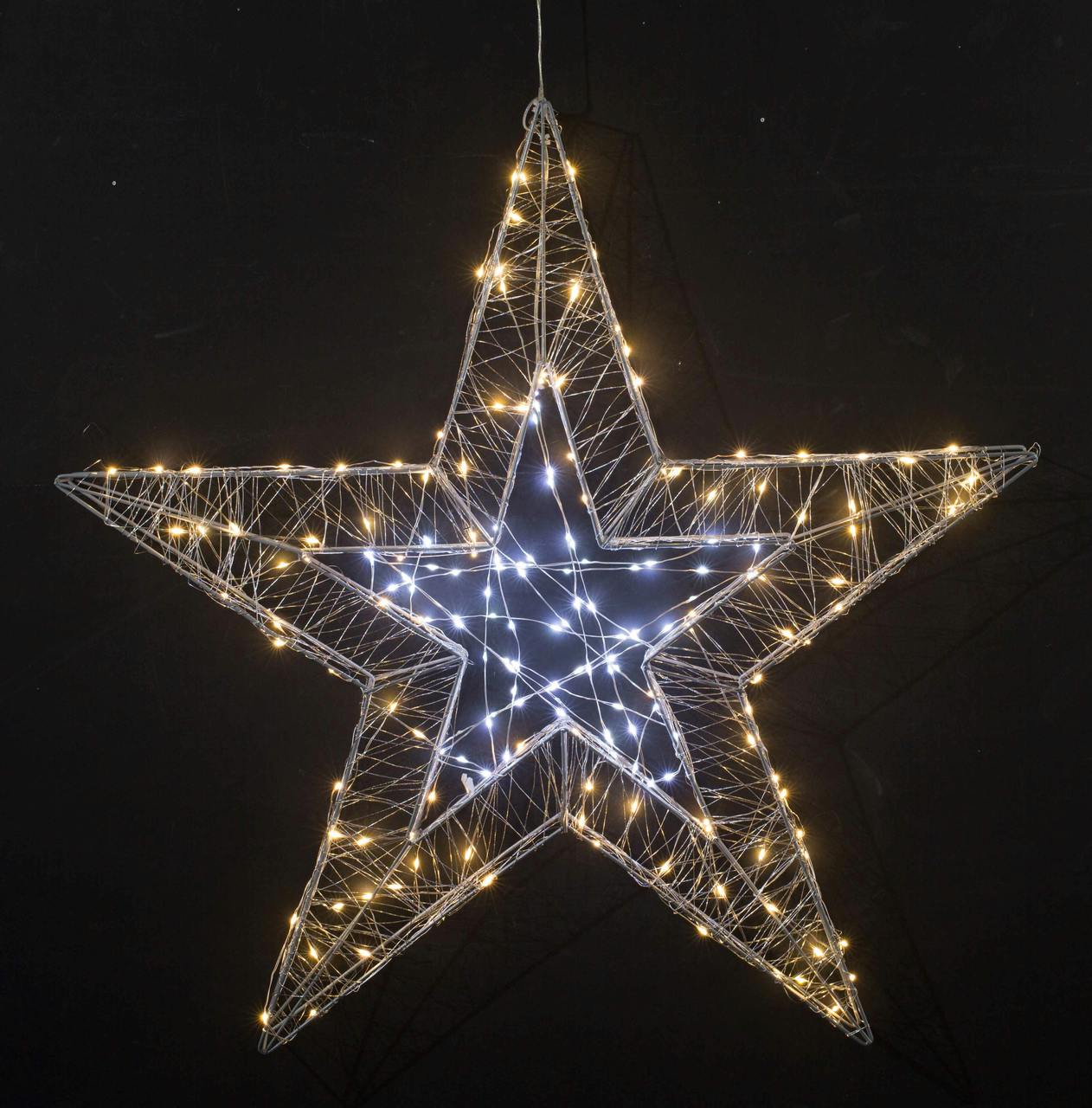 Звезды новогодний кубок фото Tarrington House Stella pendente 3D, metallo/rame, Ø 78 cm, 200 LED, 6 W, bianco