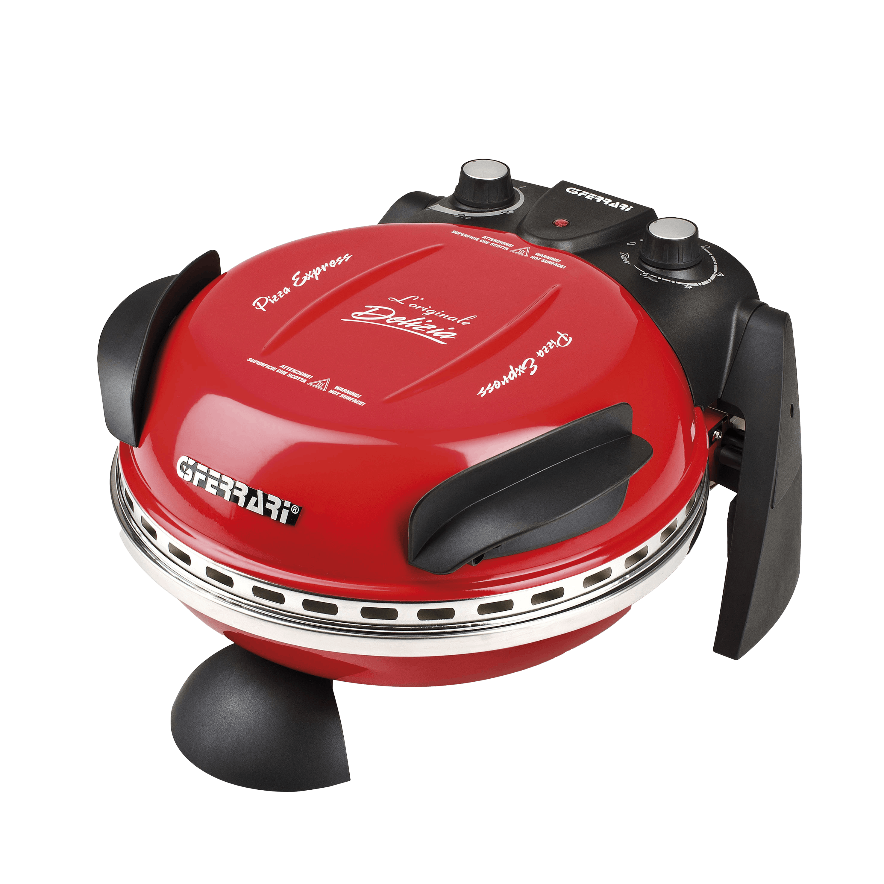 Elektr. Pizzaofen G3 Ferrari Delizia rot G1000602 bis 400 Grad mit  feuerfestem Pizzastein / Pizza, Fladen uvm. in 3 Minuten / 1200 Watt
