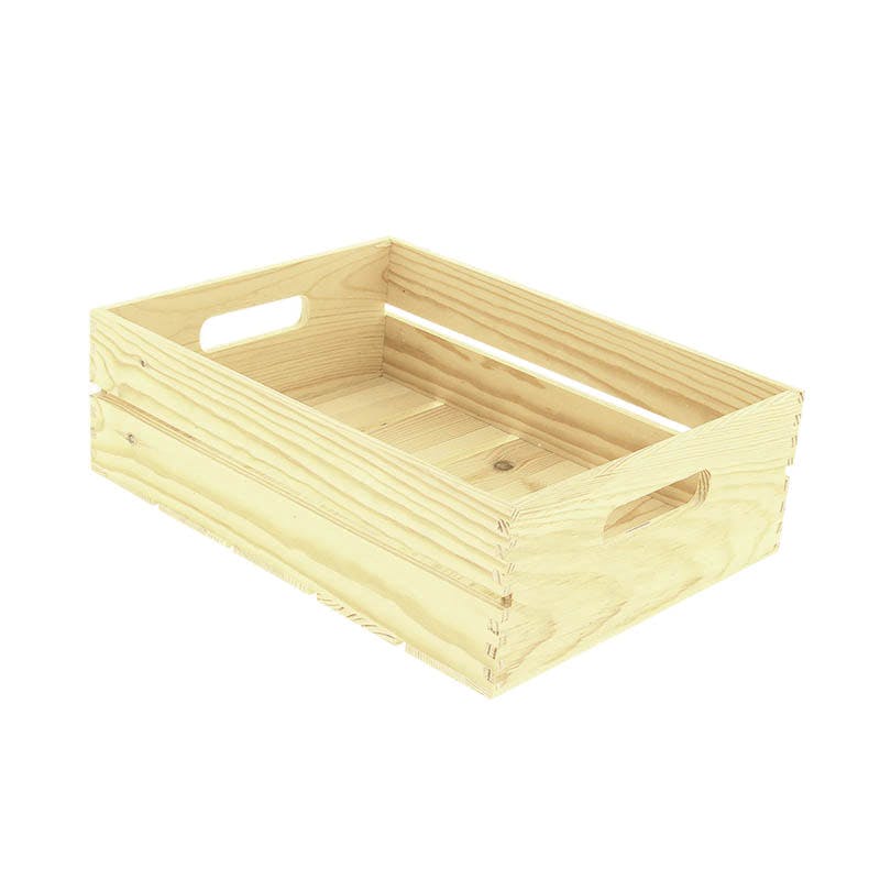 Caja de almacenamiento de madera con asas, caja rectangular