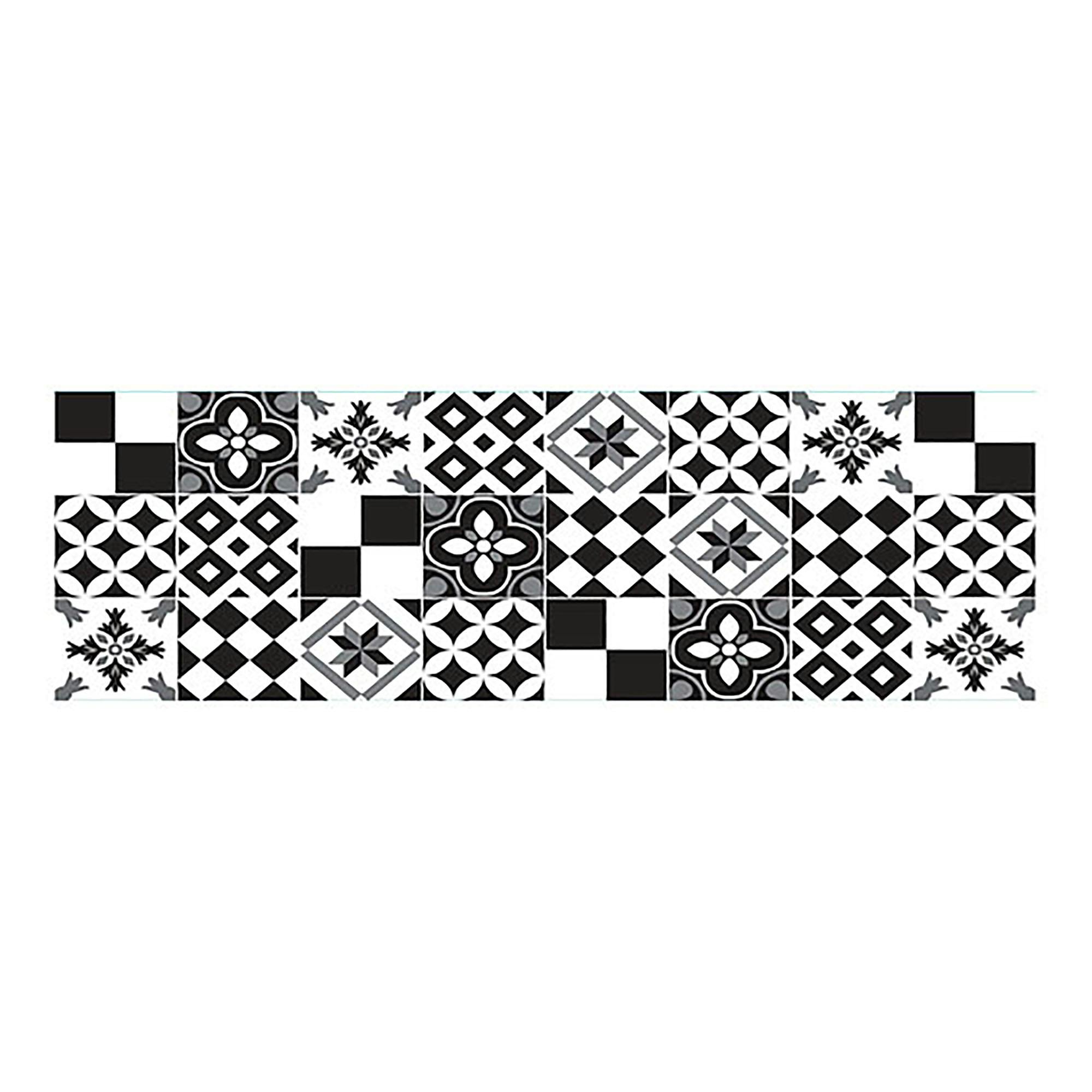 CREARREDA Paraschizzi per Cucina Adesivo da Parete Facile da Applicare  Piastrelle B&W 190x60cm, Made in Italy, Ignifugo e Resistente all'Acqua, PVC