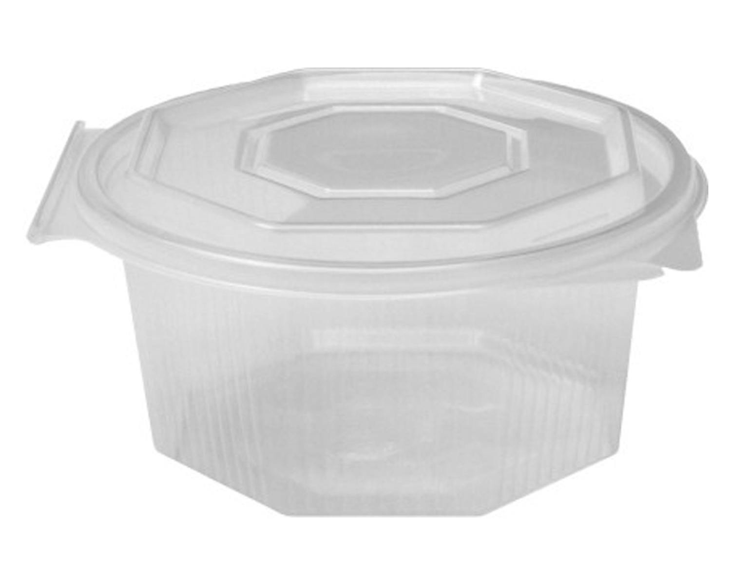 250x Achteckbecher klar mit angehängtem Deckel 500 ml (PP) | METRO