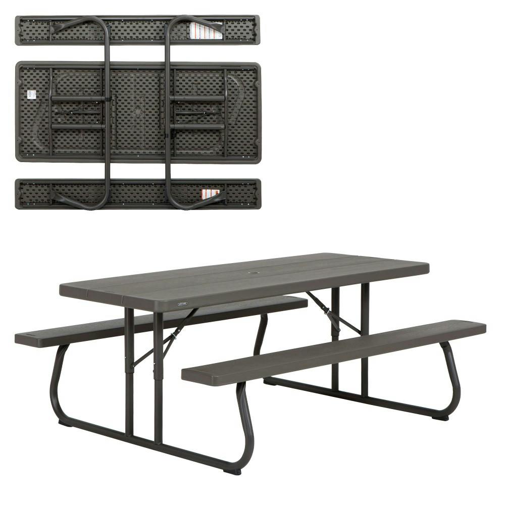 Mesa con bancos plegable ultrarresistente marrón Lifetime 183x76x74 cm
