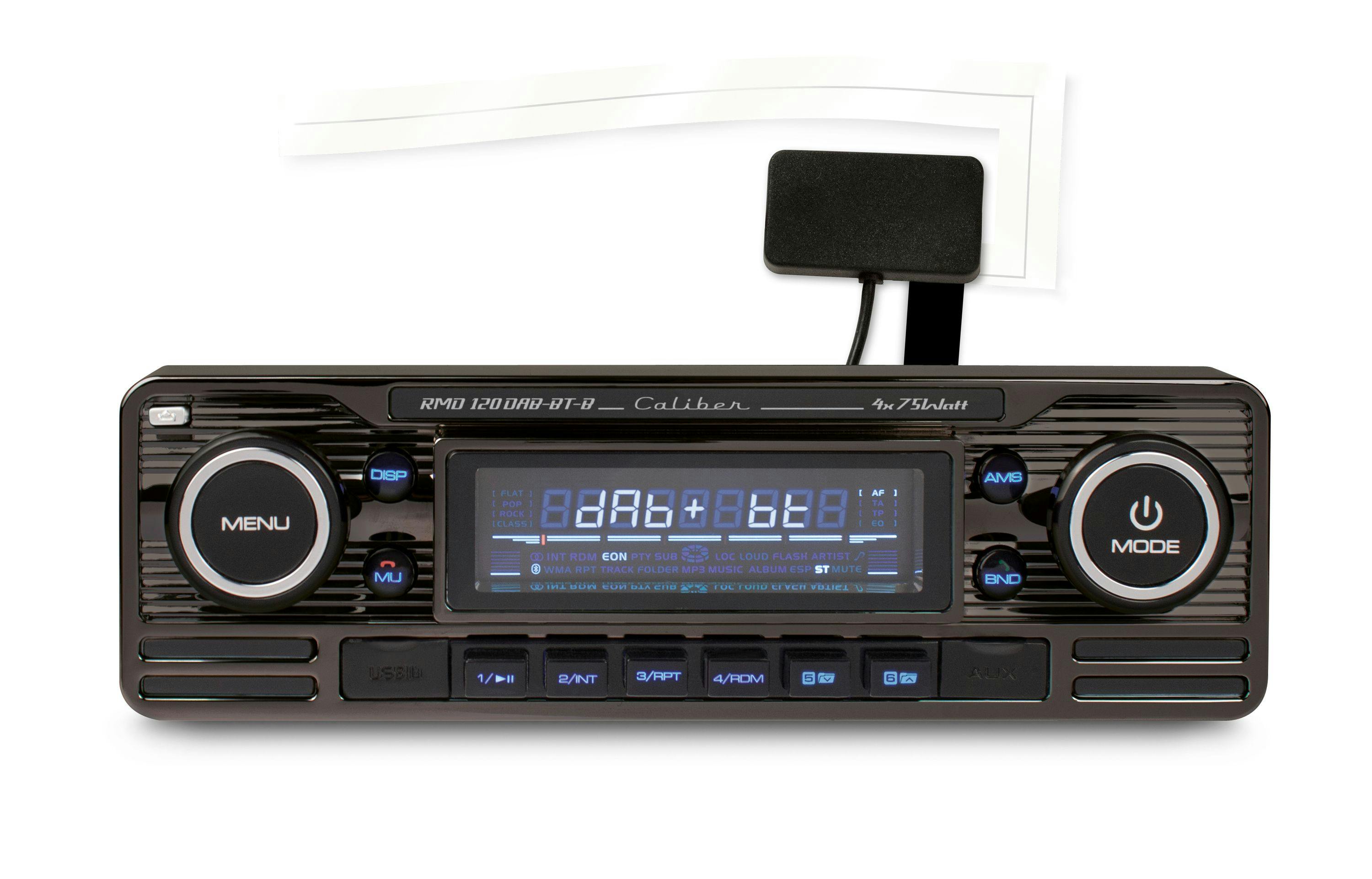 Caliber Audio Technology Autoradio Bluetooth®-Freisprecheinrichtung, inkl.  DAB-Antenne, Retro Design (RMD120DAB-BT-B)