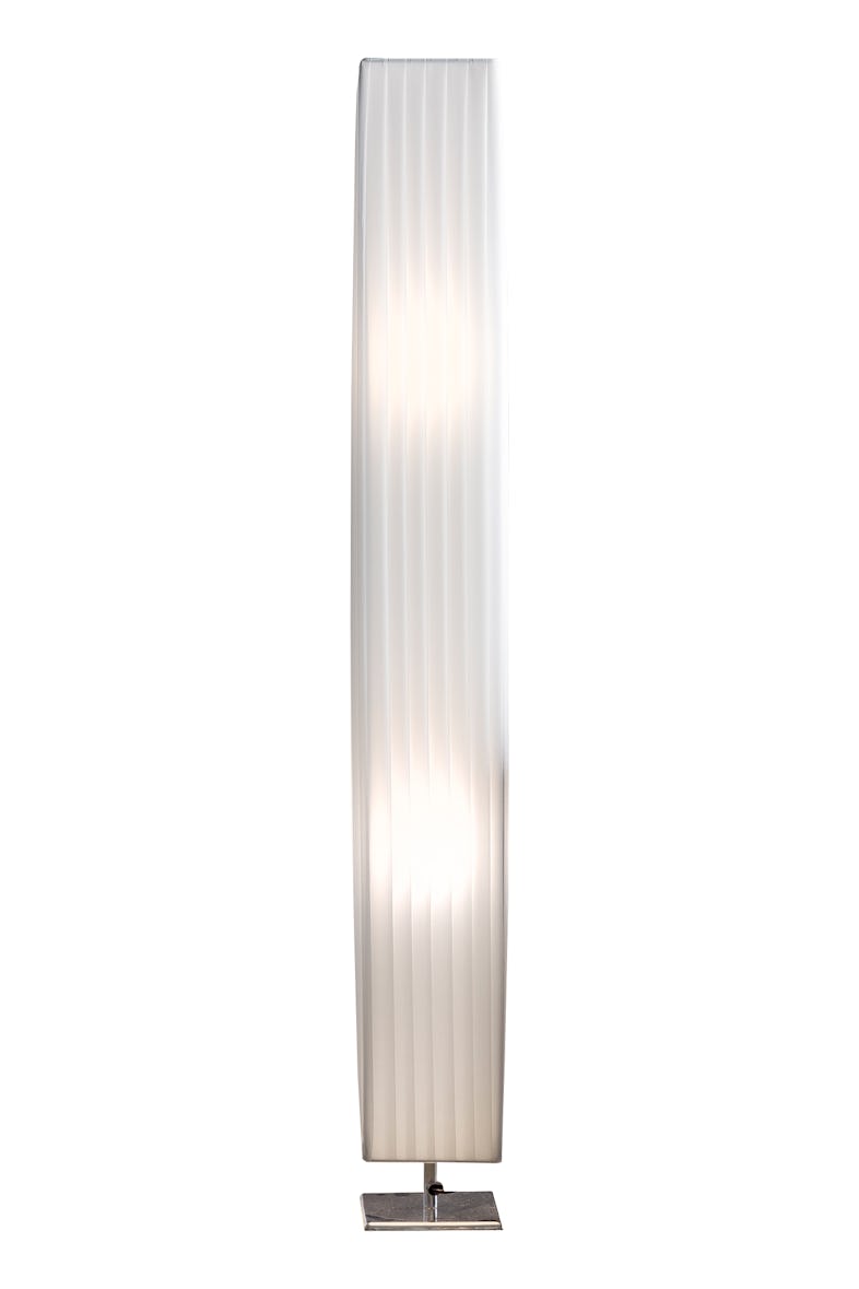 SalesFever Stehleuchte 120 cm eckig 120 15 x H Metall verchromtes Plissee | T 15 cm | B weiß METRO Latex-Lampenschirm Marktplatz | x | 