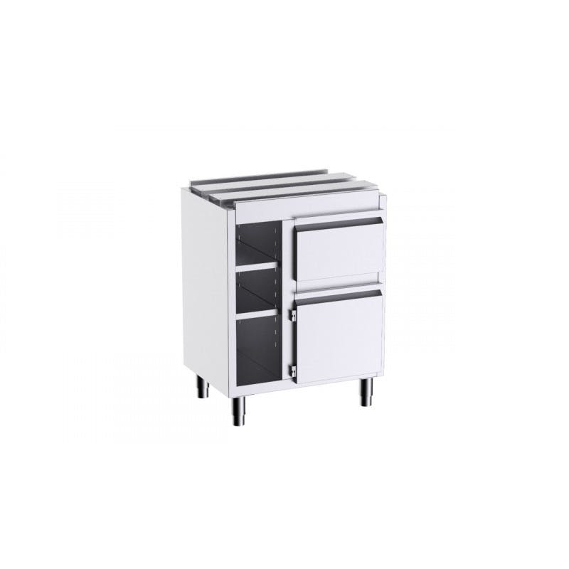 Meuble bas plan de travail inox ouvert - profondeur 600 - - acier